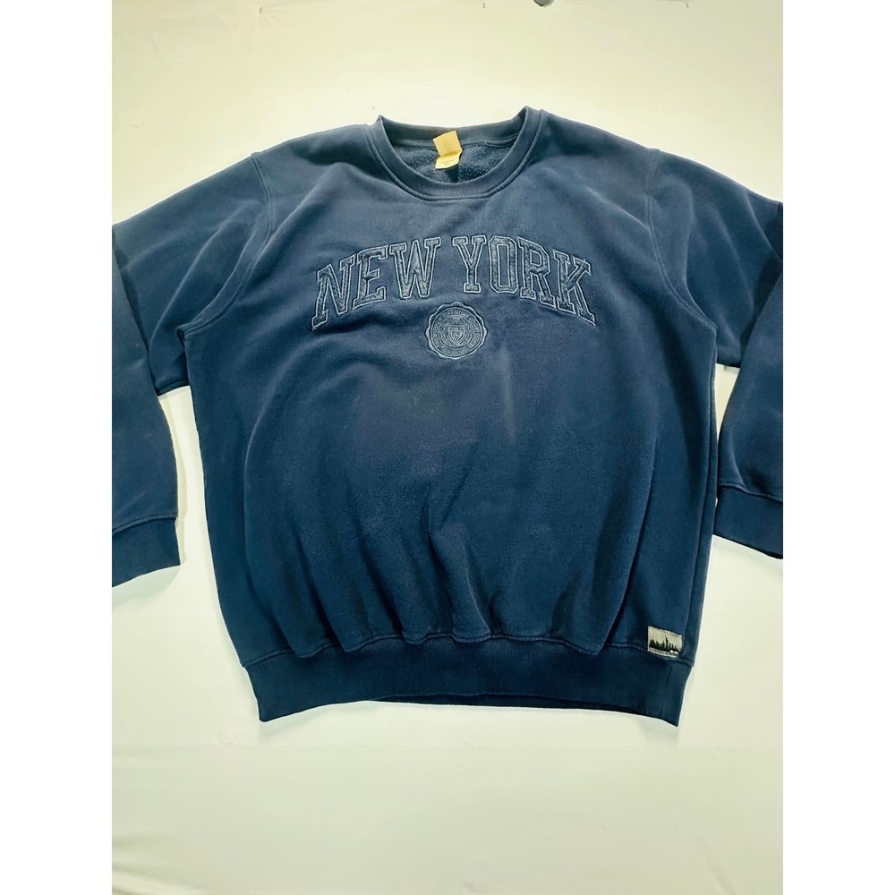 NYC Image New York City Sweatshirt Mens XL Navy Blue‎ Embroidered Crewneck